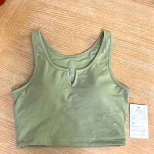 Klassy Network Olive Green Crop Tank Top